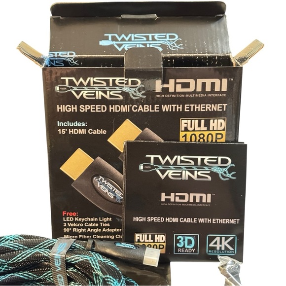 Twisted Veins 15 Ft HDMI Cable w/ Ethernet 1080P Full HD ACHB15 New in Box - Picture 9 of 15